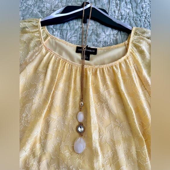 I.N. Studio Soft Yellow Blouse - Picture 4 of 12